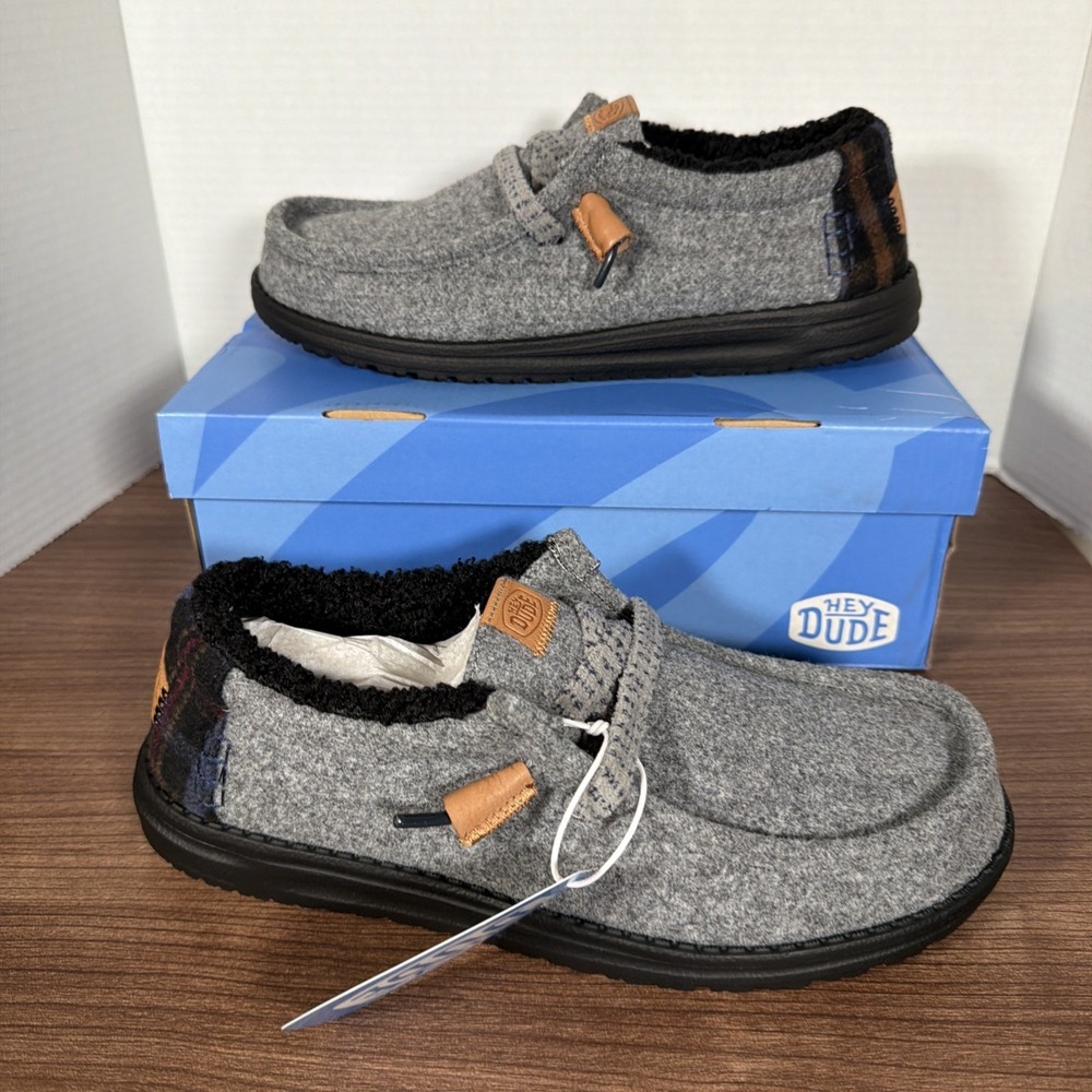 Hey Dude Wally Cozy Plaid Shoes Smoke Grey‎ Size Men's 9 44341-1VY